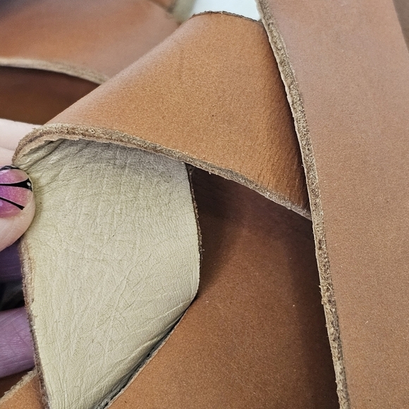 Sseko Slide Sandal Leather Caramel Brown Cross Strap Womens Size 7‎ - Picture 5 of 9